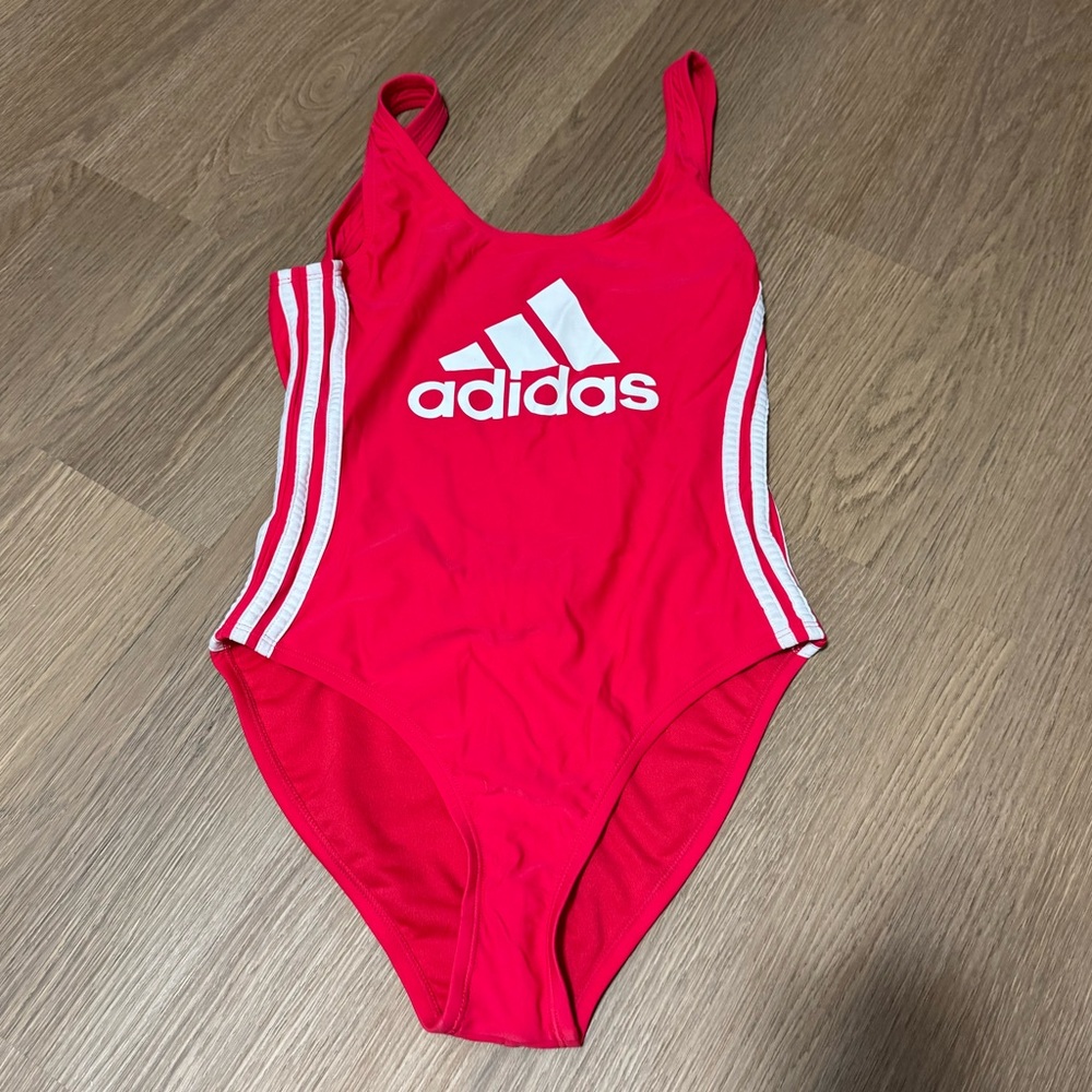 Adidas red one piece swimsuit